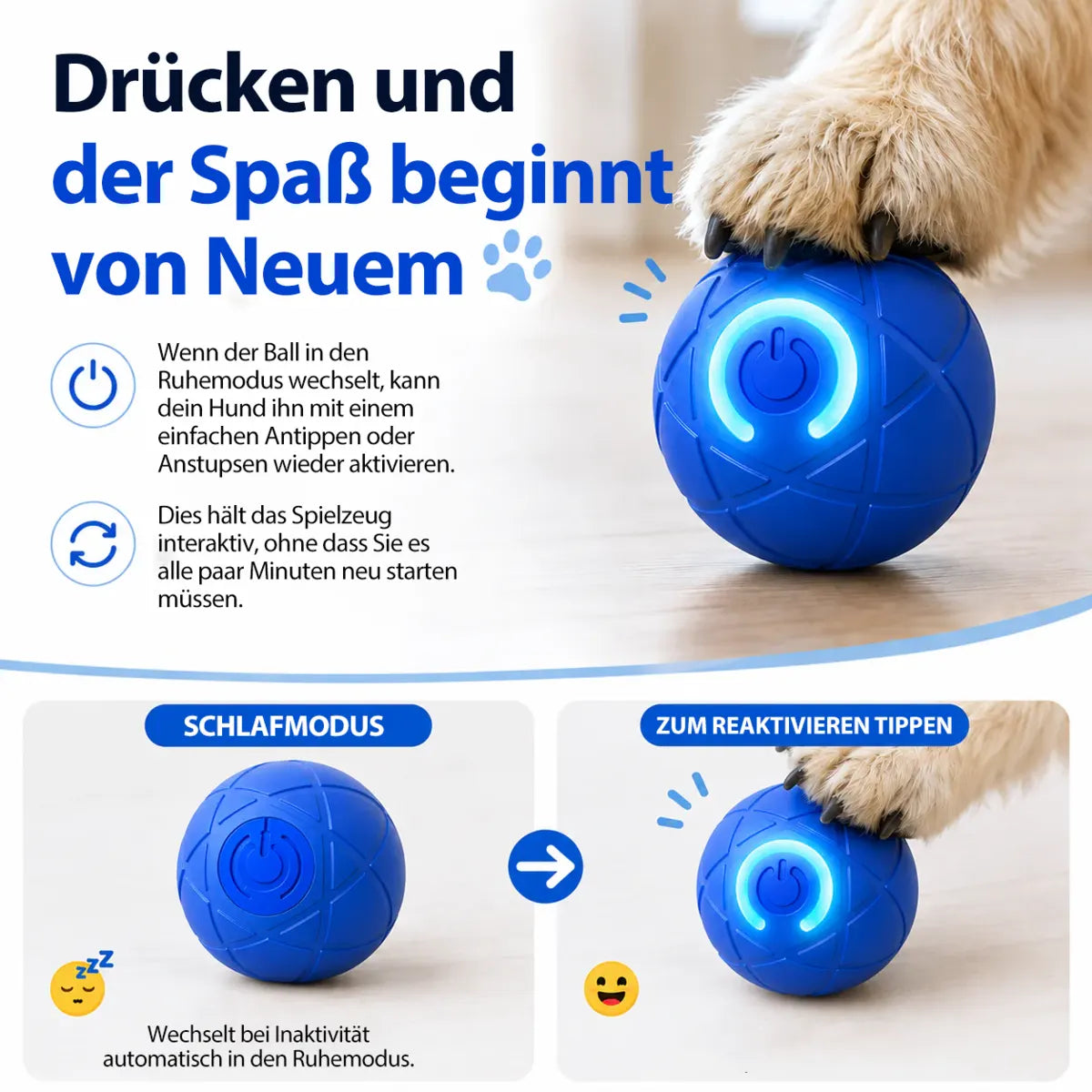 🔥 Intelligenter, selbstständig springender Hundeball 🐾 Hält Ihren Hund in Bewegung, regt zum Jagen an und sorgt für Beschäftigung – auch wenn Sie gerade keine Zeit haben.