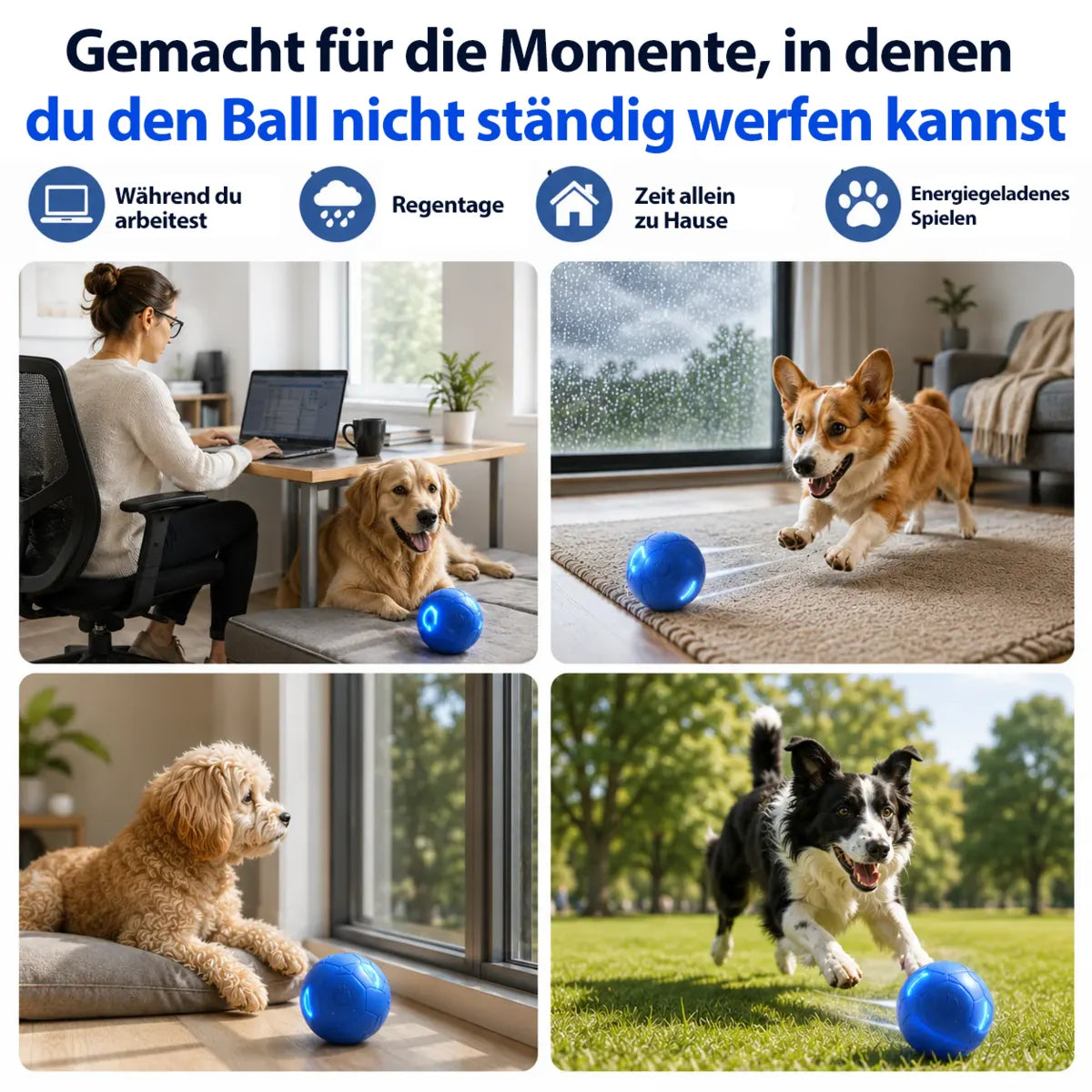🔥 Intelligenter, selbstständig springender Hundeball 🐾 Hält Ihren Hund in Bewegung, regt zum Jagen an und sorgt für Beschäftigung – auch wenn Sie gerade keine Zeit haben.