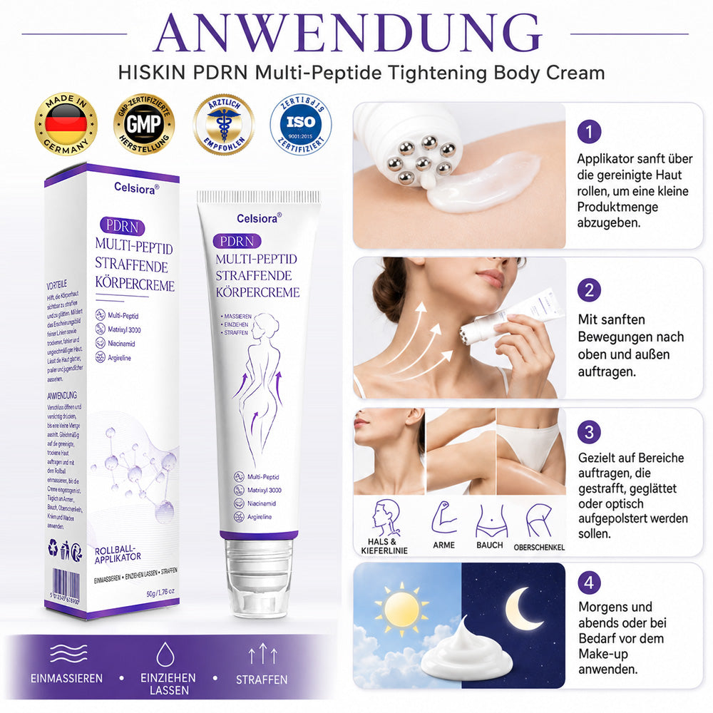 up Celsiora® PDRN Multi-Peptide Körpercreme gegen Falten, schlaffe Haut, Dehnungsstreifen & Cellulite