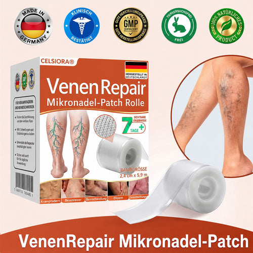 Celsiora® Vein Ease Microneedle-Pflegepflaster – Bei Besenreisern, Krampfadern, Schwellungen & müden Beinen | Nur heute 50 % Rabatt
