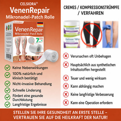 Celsiora® Vein Ease Microneedle-Pflegepflaster – Bei Besenreisern, Krampfadern, Schwellungen & müden Beinen | Nur heute 50 % Rabatt