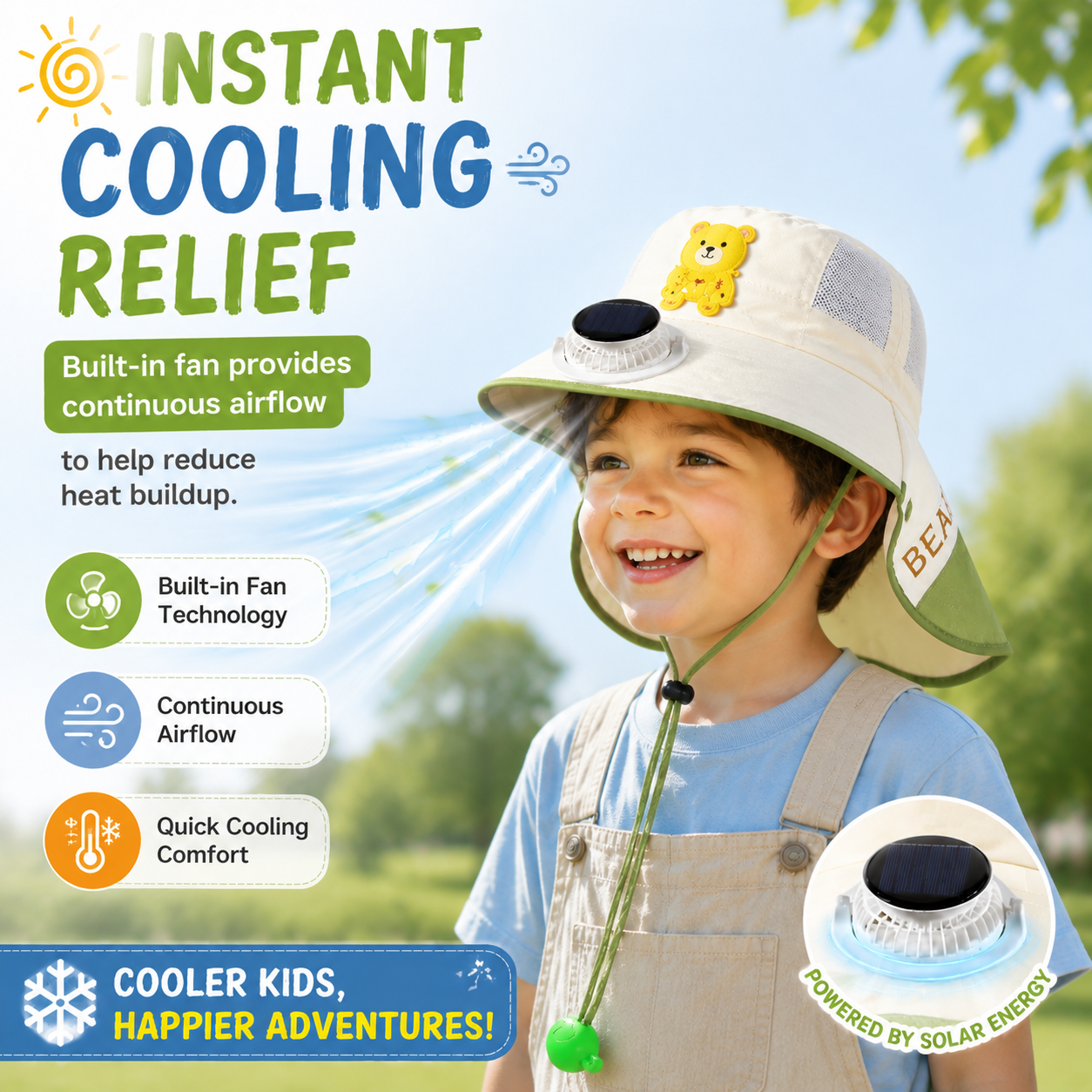 up☀️ SUMMER SALE 50% OFF 🔥 Kids Cooling Sun Protection Fan Hat - Beat Summer Heat & Protect Your Child Outdoors