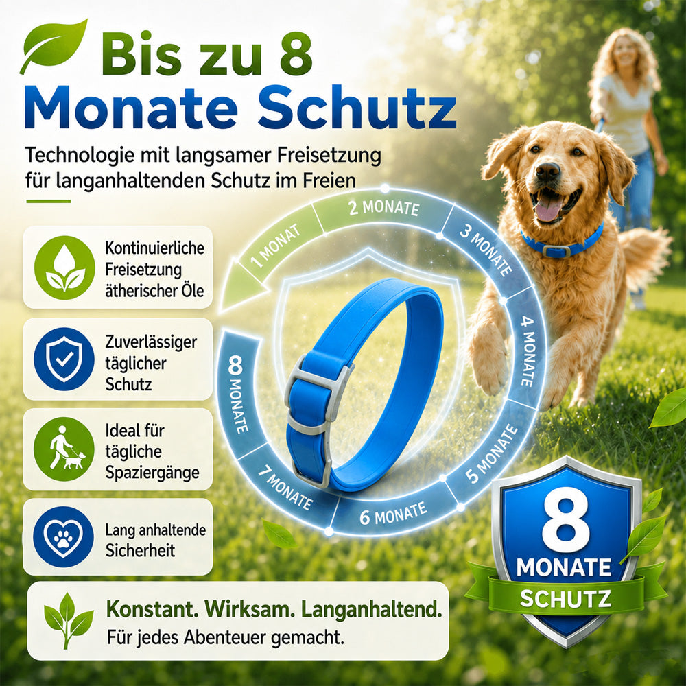 ⏰🔥 NUR FÜR KURZE ZEIT: 50 % RABATT! 🔥 ÜBER 50.000 VERKAUFT! Natürliches Ungeziefer-Abwehrhalsband mit ätherischen Ölen für Haustiere