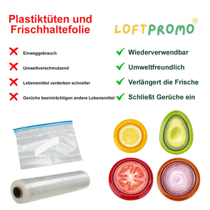 up🥑 Loftpromo® Silikon-Aufbewahrungsbox für Obst & Gemüse – Hält Ihre Lebensmittel länger frisch
