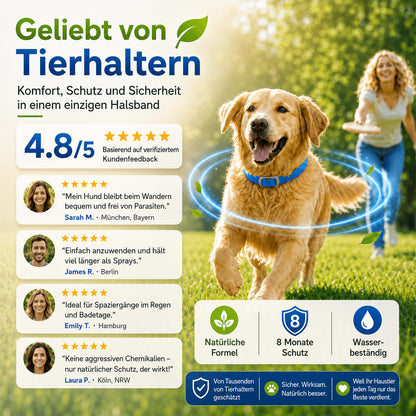 ⏰🔥 NUR FÜR KURZE ZEIT: 50 % RABATT! 🔥 ÜBER 50.000 VERKAUFT! Natürliches Ungeziefer-Abwehrhalsband mit ätherischen Ölen für Haustiere
