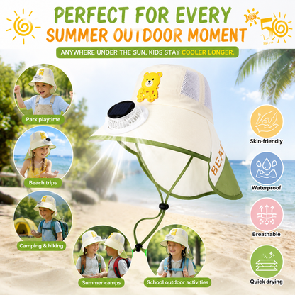 up☀️ SUMMER SALE 50% OFF 🔥 Kids Cooling Sun Protection Fan Hat - Beat Summer Heat & Protect Your Child Outdoors