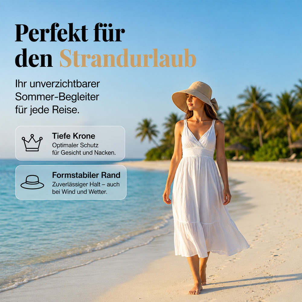 👒 Nur für kurze Zeit: 50 % Rabatt! ✨Damen Sonnenhut mit Schleife – Breiter Rand für stilvollen Sonnenschutz 🎀