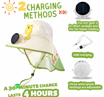 up☀️ SUMMER SALE 50% OFF 🔥 Kids Cooling Sun Protection Fan Hat - Beat Summer Heat & Protect Your Child Outdoors
