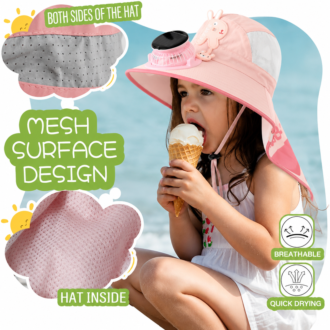 up☀️ SUMMER SALE 50% OFF 🔥 Kids Cooling Sun Protection Fan Hat - Beat Summer Heat & Protect Your Child Outdoors